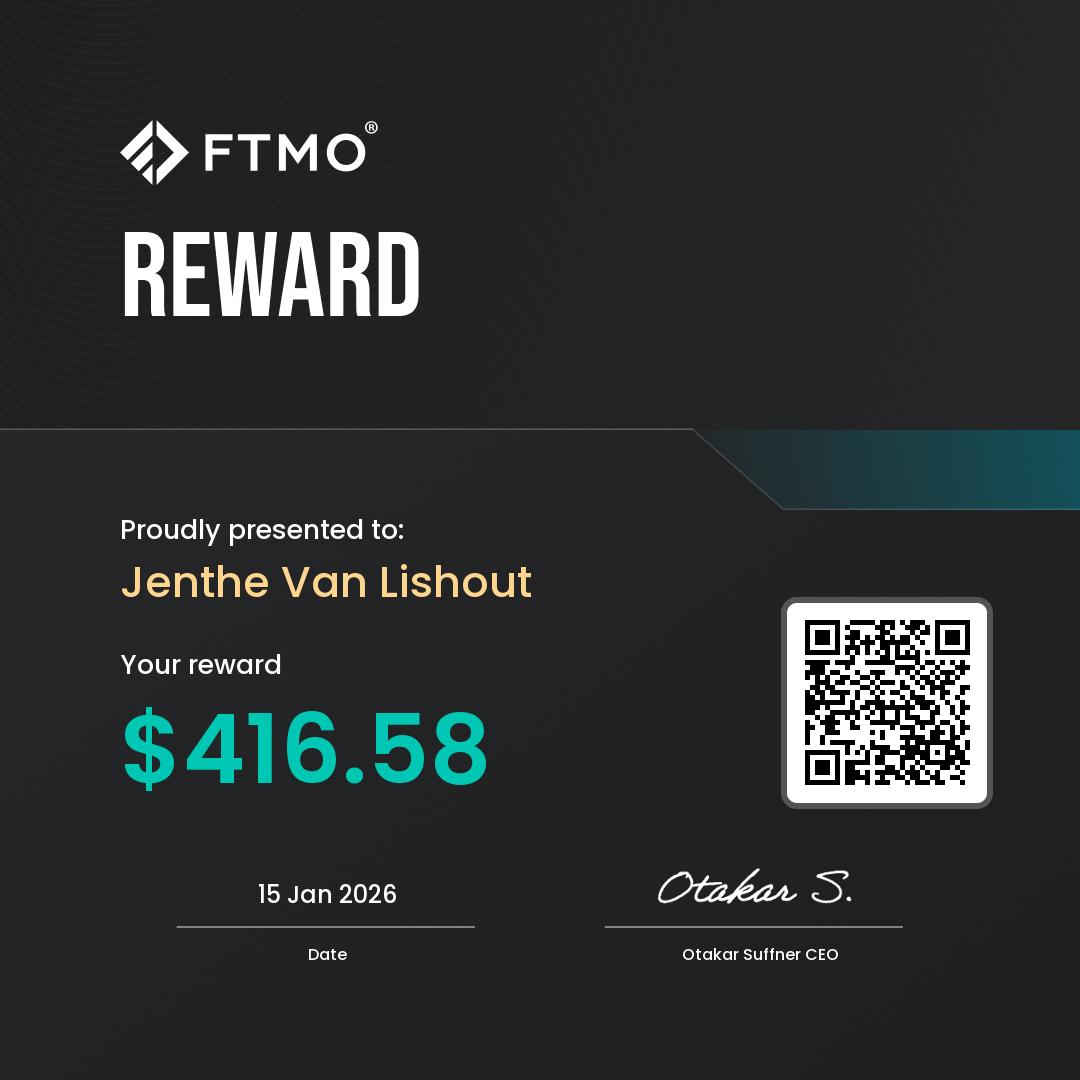 FTMO payout $416.58 — 15 Jan 2026